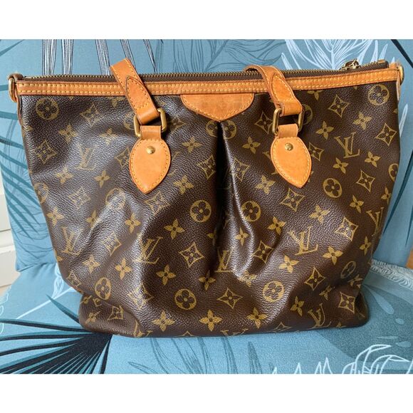 LOUIS VUITTON Palermo PM Monogram Brown Canvas Hand Bag Tote Purse Paris - Picture 2 of 15